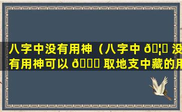 八字中没有用神（八字中 🦟 没有用神可以 🍀 取地支中藏的用神吗）